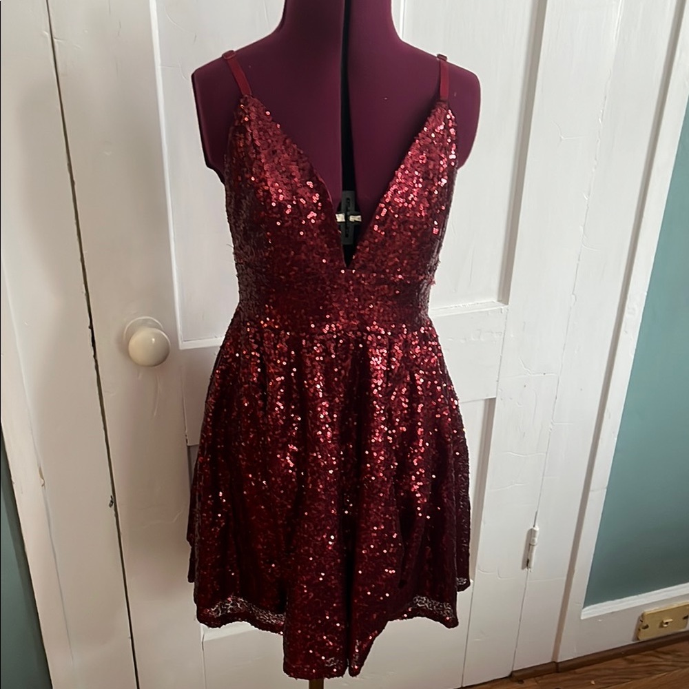 Windsor Burgundy Sequin Mini Dress